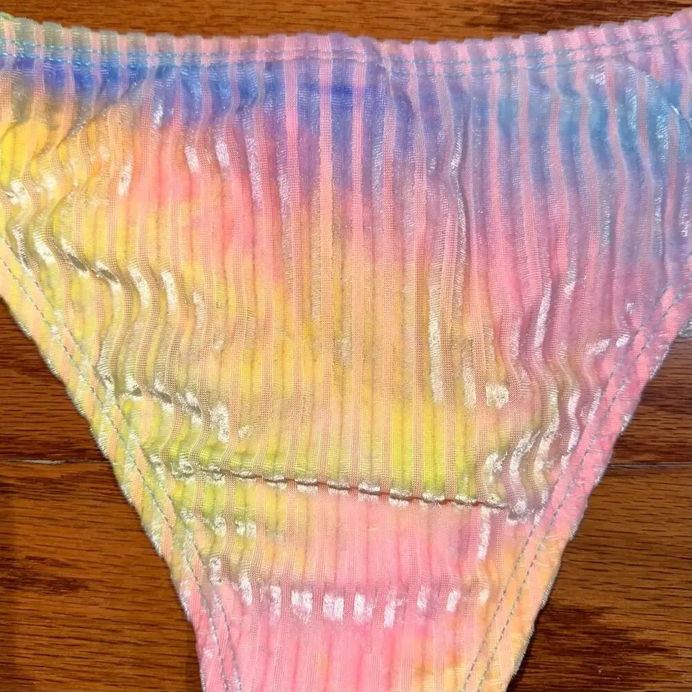 Dippin Daisy’s Velvet Rib Candy Tie Dye Cheeky Bikini Bottom Size Small